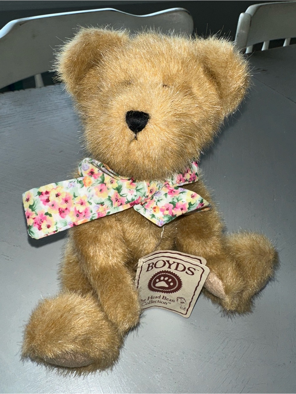 Boyds Bears Tan Plush Teddy with Floral Bow